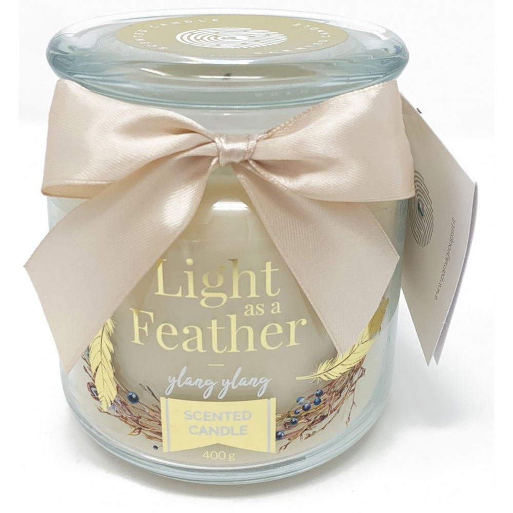 CANDELA PROFUMATA GIARA PICCOLA BEIGE YLANG YLANG 400gr profumazione floreale ylang ylang 80h durata